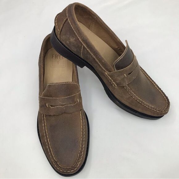 Frye TYLER Brown Leather Classic Penny Loafers in Almond main image 10